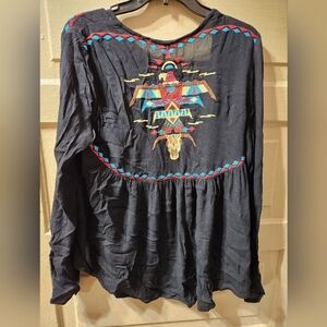 Roper Women's Aztec Skull Western Long Sleeve Embroidered Lightweight Cardigan